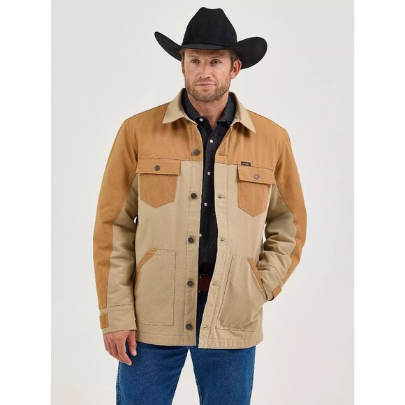 Wrangler Men's XXL  Mixed Canvas Chore Jacket in Chipmunk Beige - Picture 2 of 13